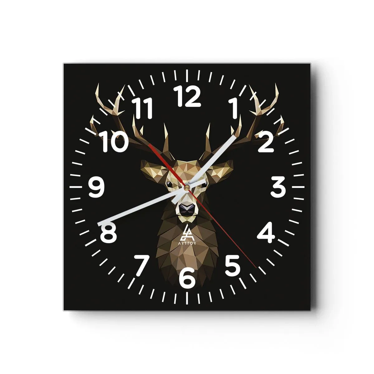 Wall clock - Clock on glass - Cubist Deer - 30x30 cm