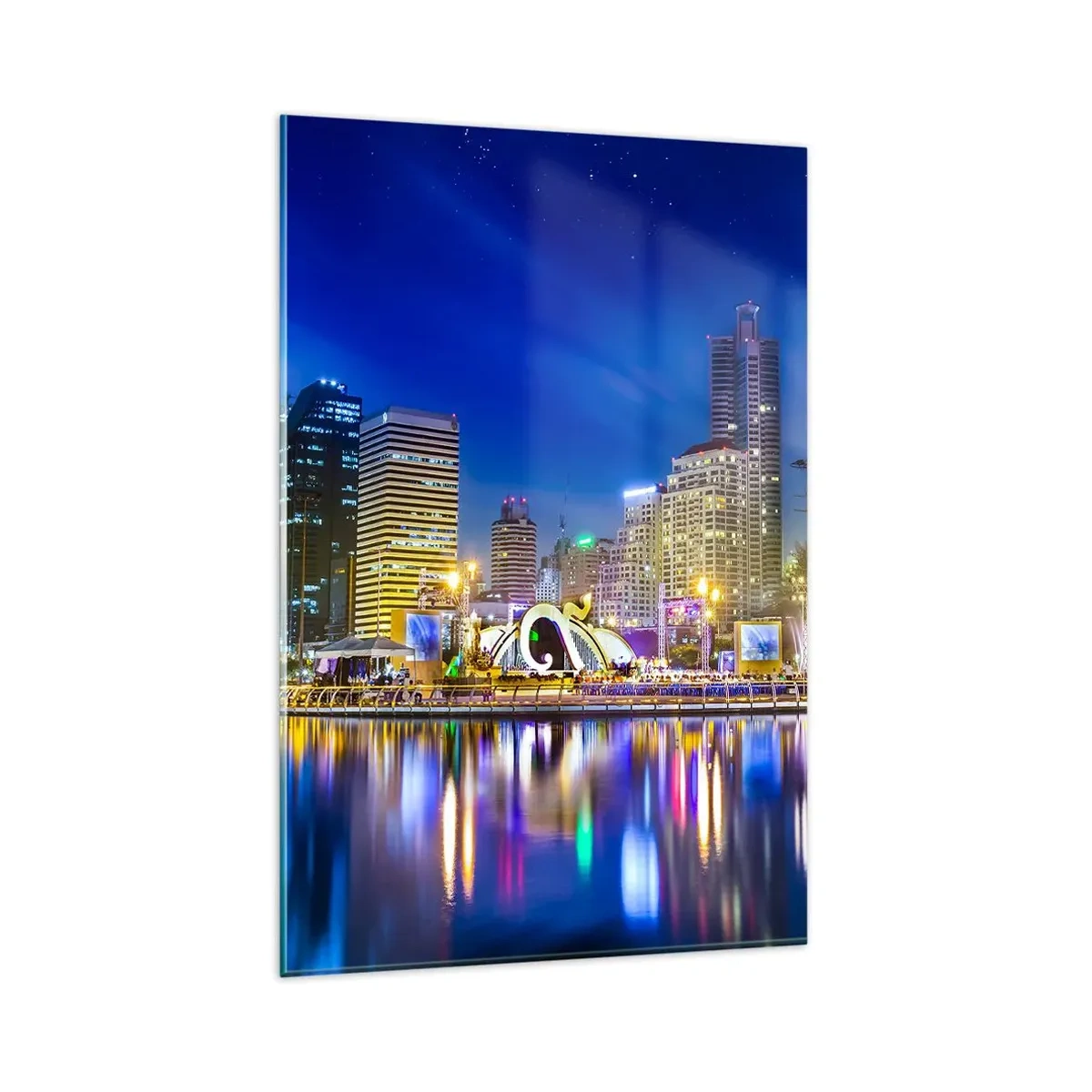 Glass picture - Rainbow Night of a Metropolis - 80x120 cm