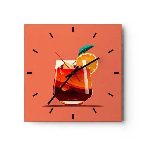 Wall clock - Clock on glass - Summer Refreshment - 30x30 cm