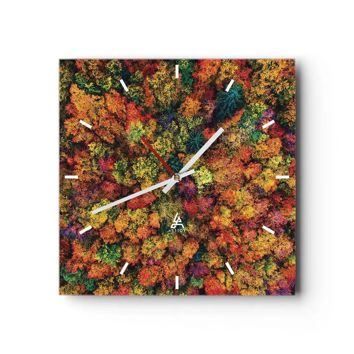 Wall clock - Clock on glass - Bouquet of Autumn Flowers - 30x30 cm