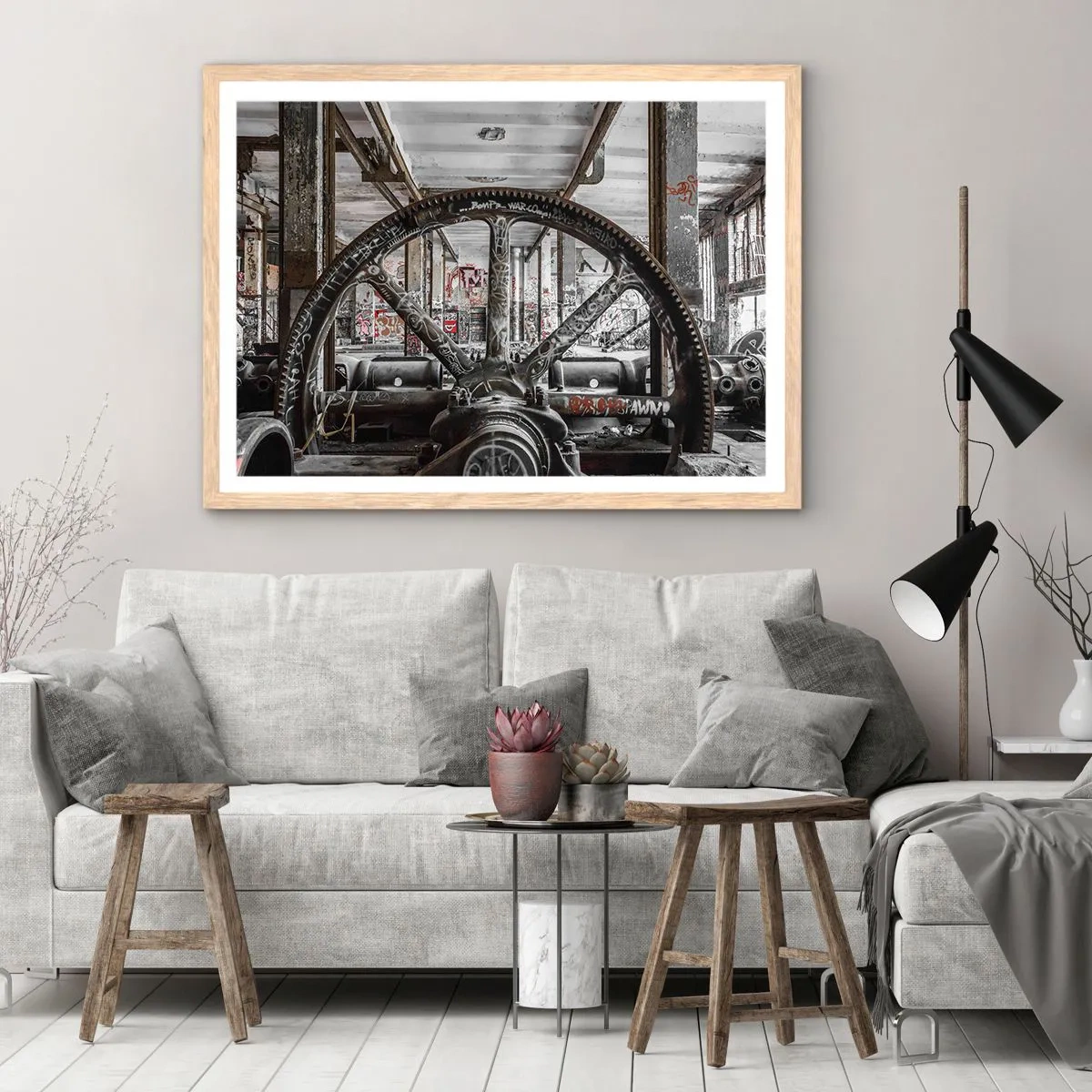 Poster in light oak frame - Secret Life of a Factory - 91x61 cm