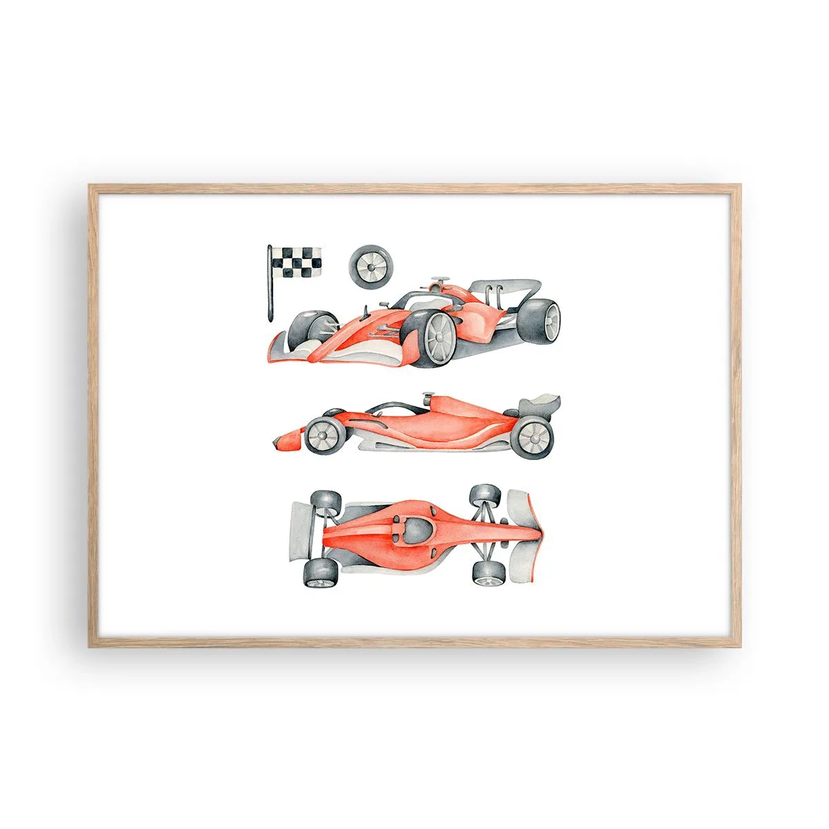 Poster in light oak frame - Race for the Dreams - 100x70 cm