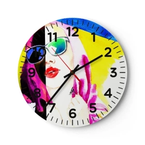 Wall clock - Clock on glass - I Am not White I Am not Black - 30x30 cm