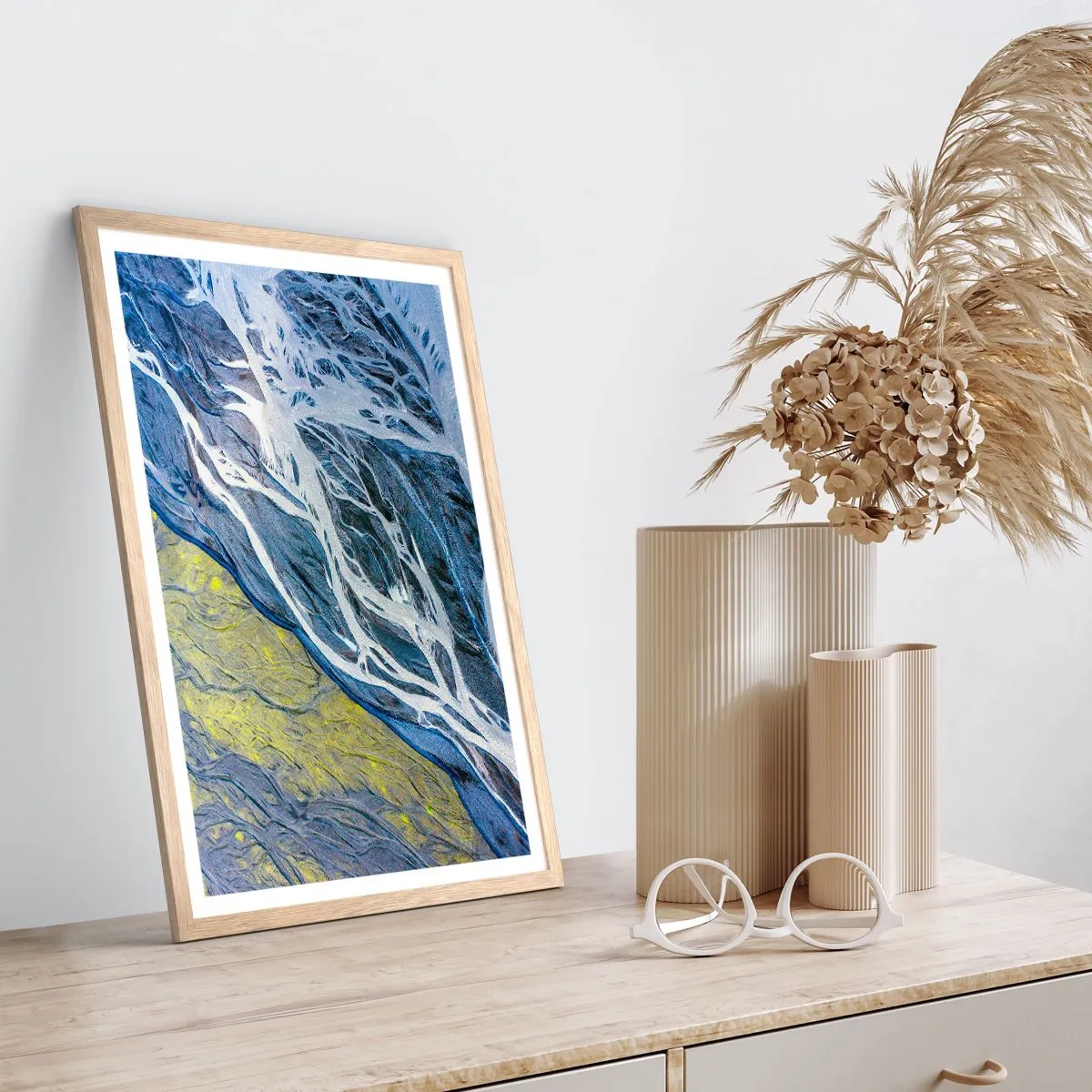 Poster in light oak frame - Cave Paintings of Nature - 61x91 cm