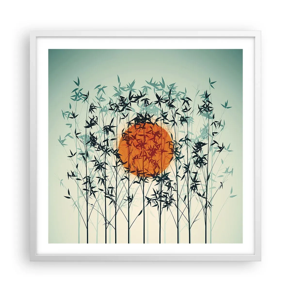 Poster in white frmae - Japanese Sun - 60x60 cm