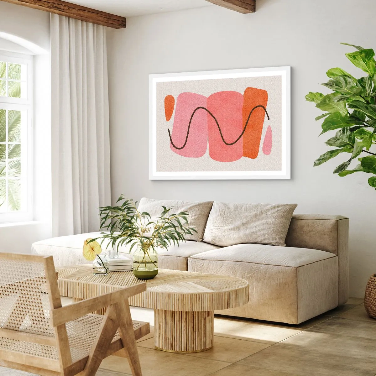 Poster in white frmae - Gentle Movement of forms - 50x40 cm