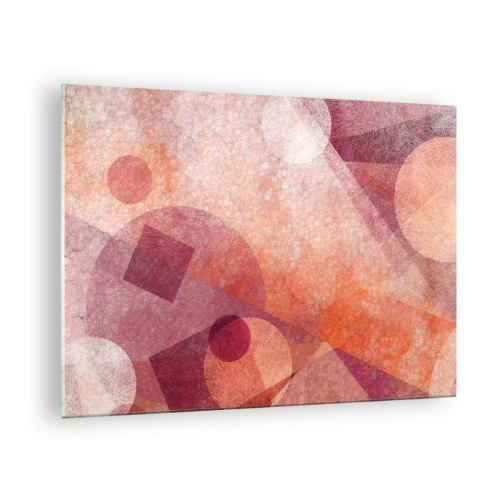 Glass picture - Abstract geometric composition in shades of pink and orange - 70x50cm - Geometrical Transformation in Pink - Modern wall decoration for the living room and bedroom ARTTOR