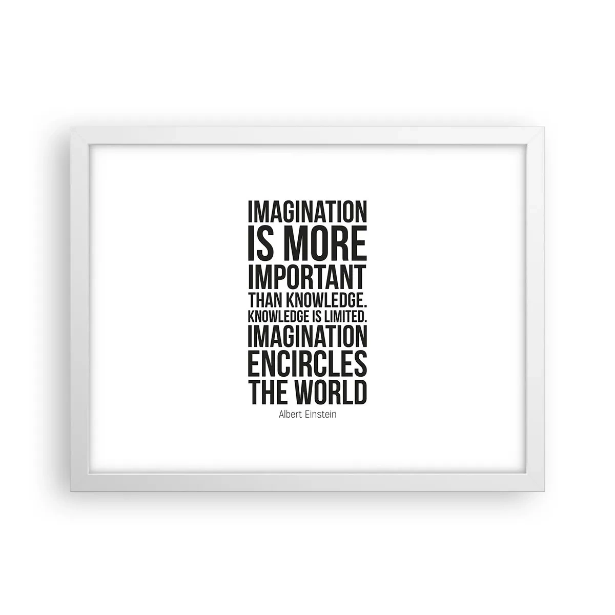 Poster in white frmae - Einstein about Power of Imagination - 40x30 cm