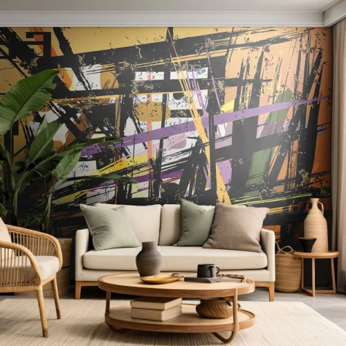 Photo Wallpaper Premium Sand - Sharp Cuts - Abstraction, Piece, Modern Pattern - 250x175 cm