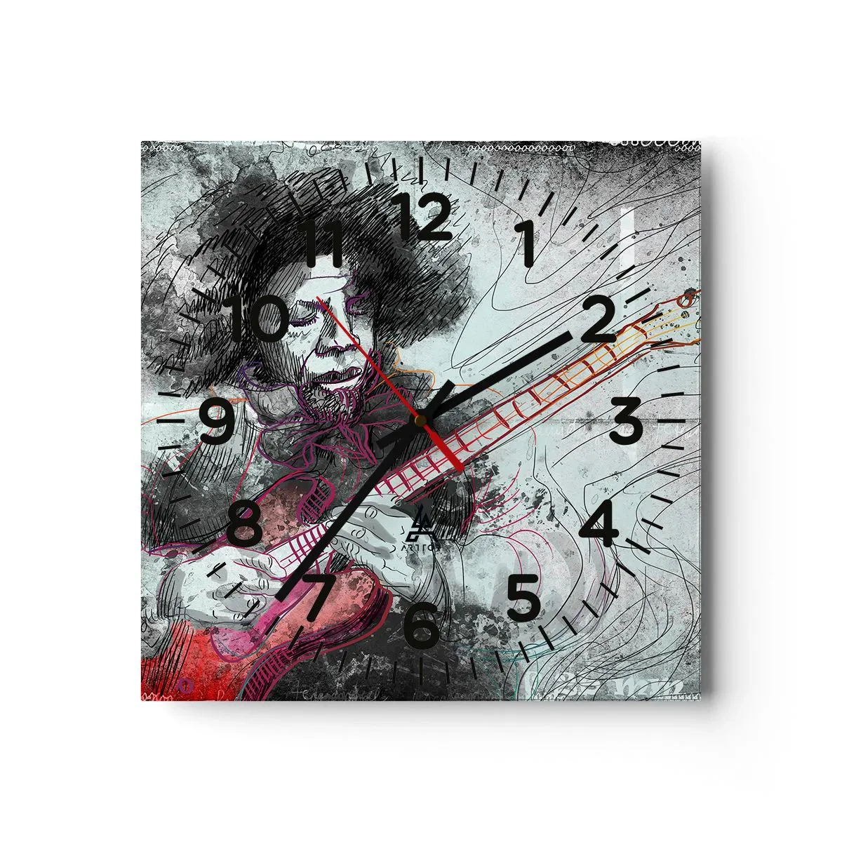 Wall clock - Clock on glass - On the Waves of Music - 30x30 cm