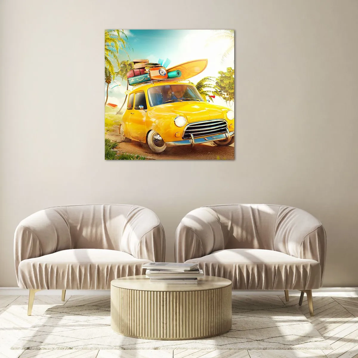 Glass picture - Happy Travels - 50x50 cm