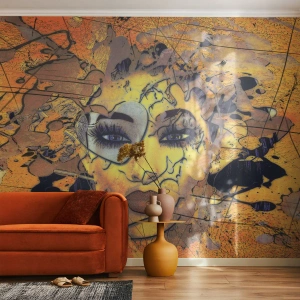 Photo Wallpaper Premium Sand - Sunny Beauty - Abstraction, Woman's Face, Eyes - 150x105 cm