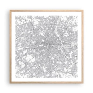 Poster in light oak frame - Map of London Maze - 60x60 cm