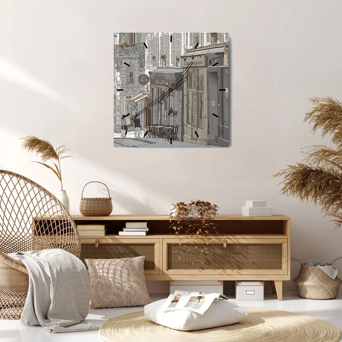 Wall clock - Clock on glass - City Joys - 30x30 cm