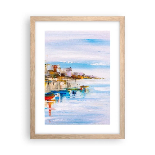 Poster in light oak frame - Multicolour Town Marina - 30x40 cm
