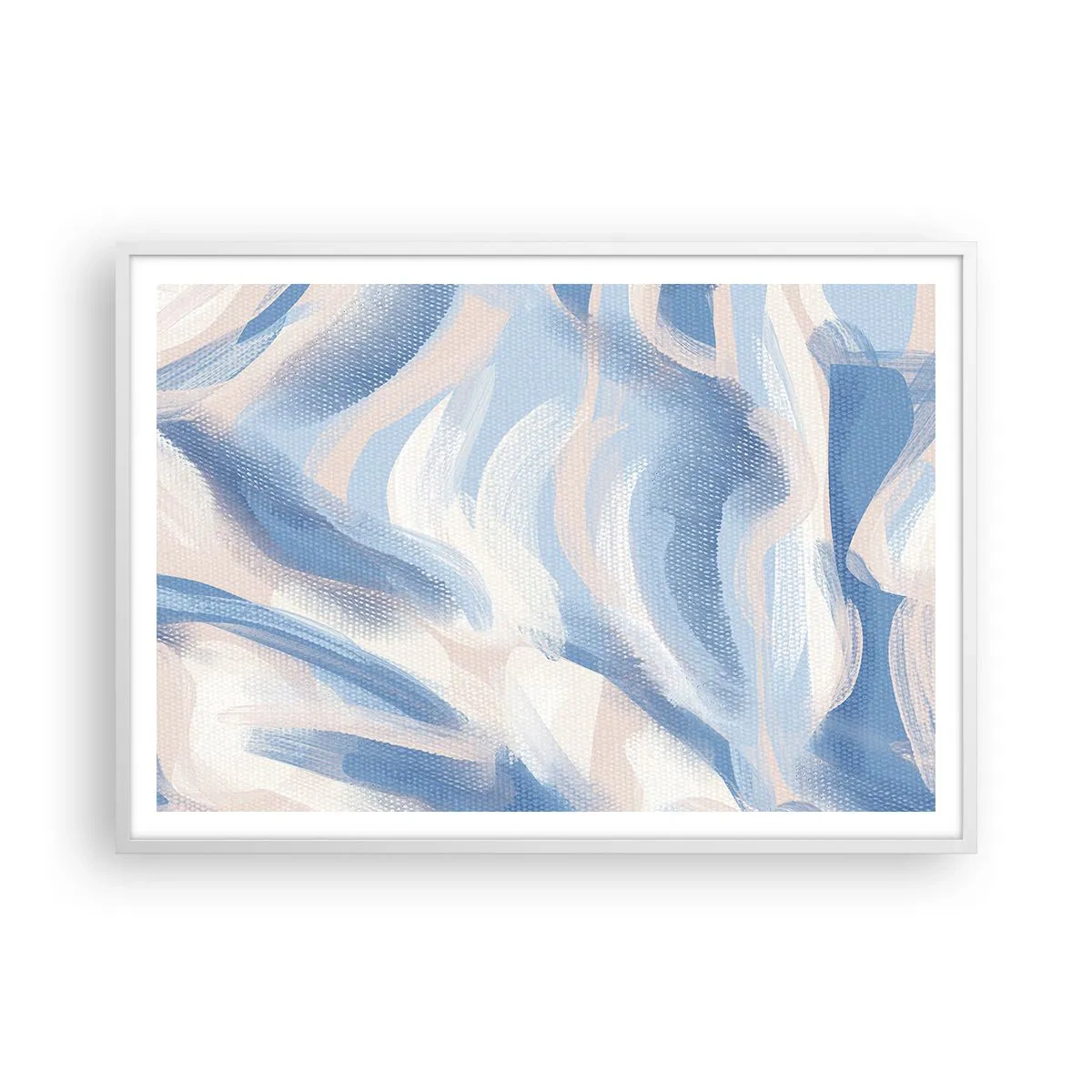 Poster in white frmae - Blue Waves - 100x70 cm