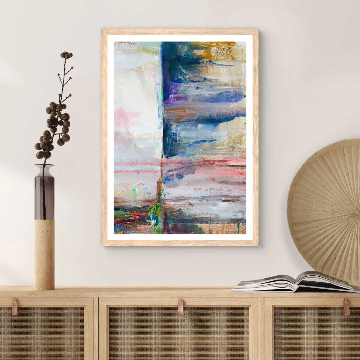 Poster in light oak frame - Colourful Impressions an Associations - 61x91 cm
