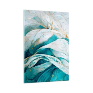 Glass picture - Blue Abstract with a Golden Motif - 80x120 cm