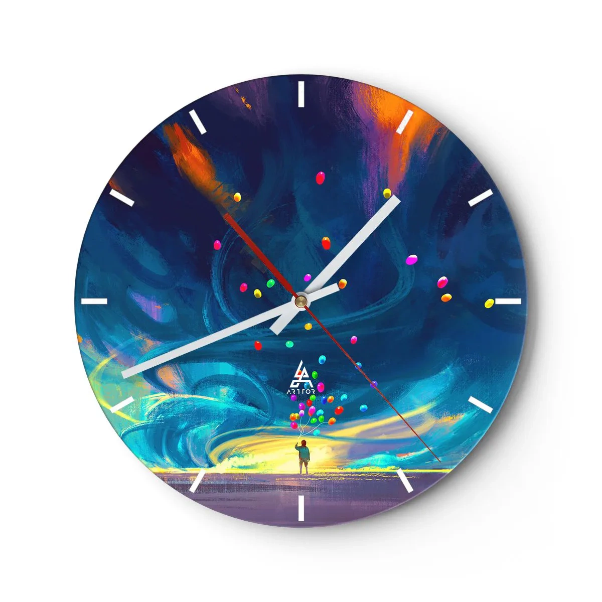 Wall clock - Clock on glass - On Blue Wind - 40x40 cm