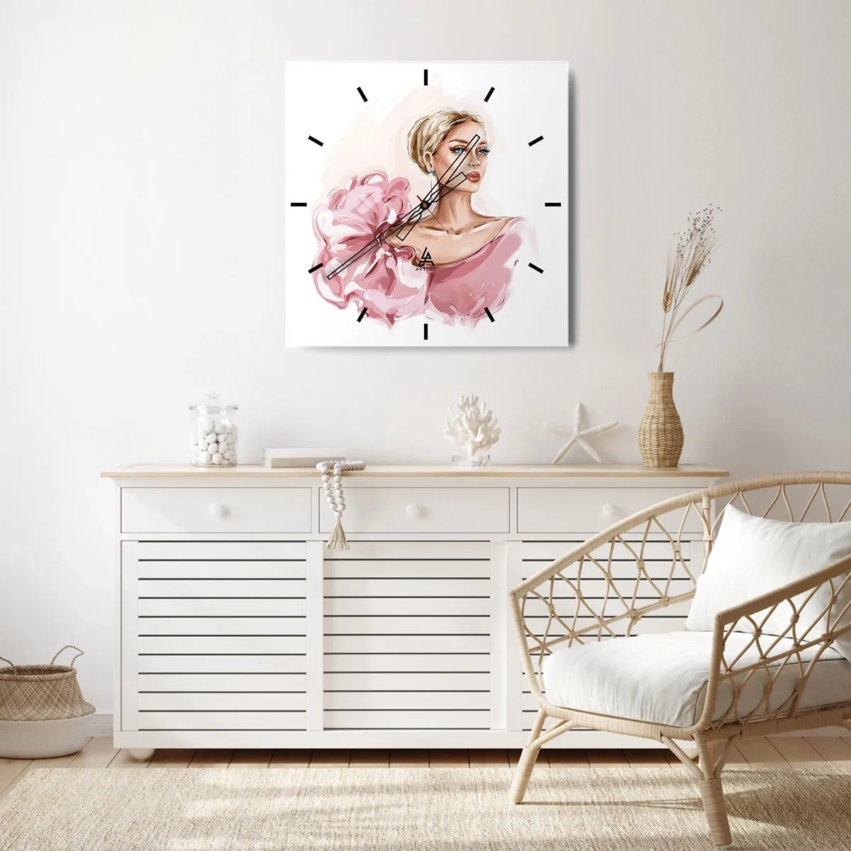 Wall clock - Clock on glass - Like a Painitng - 30x30 cm