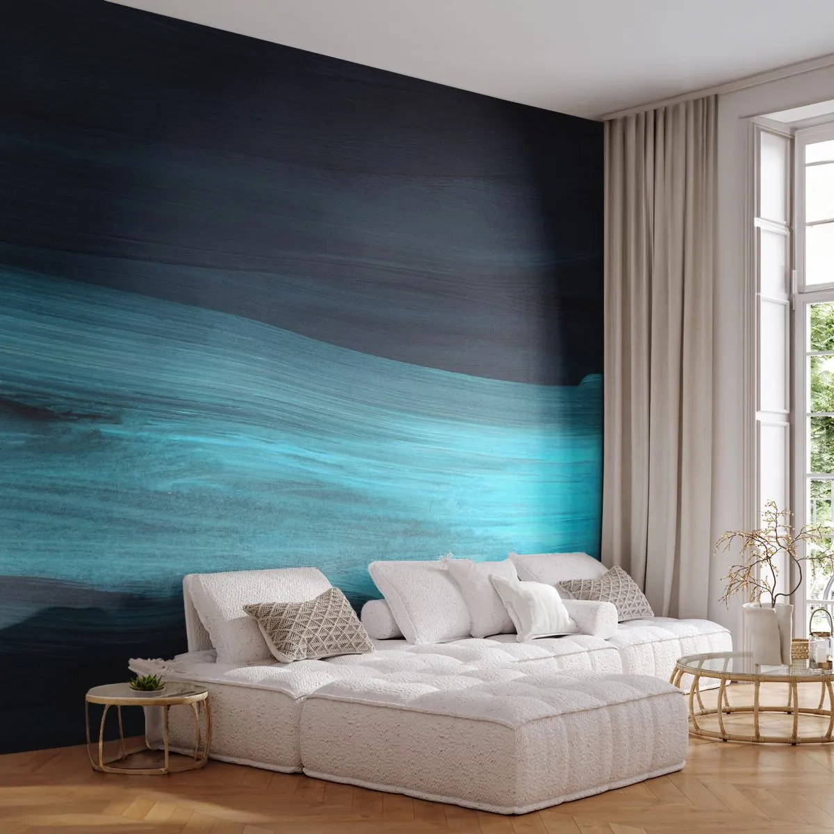 Photo Wallpaper Premium Sand - Swim with the Flow - Dark, Piece, Abstraction - 100x70 cm