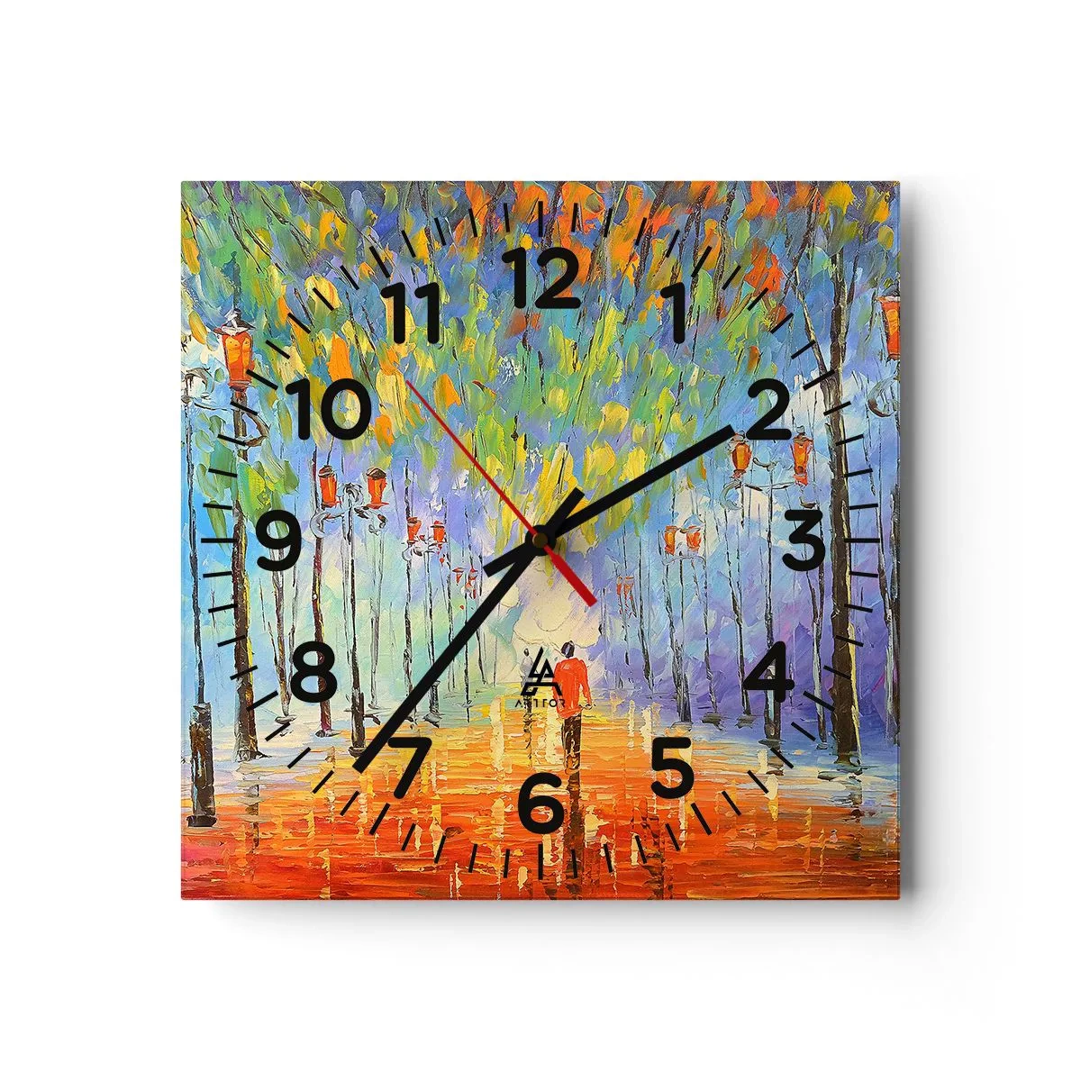 Wall clock - Clock on glass - Night Rain Song - 30x30 cm