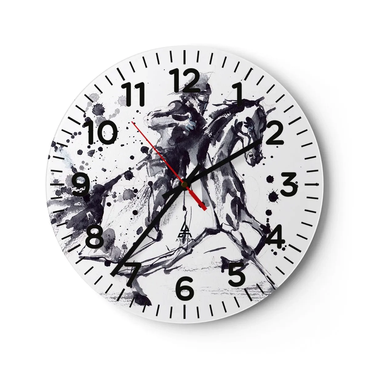 Wall clock - Clock on glass - Black Knight - 30x30 cm