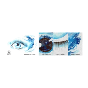 Photo Wallpaper Sample Premium Sand - Immerse in those Blue Eyes - Abstraction, Eye, Piece - 100x30 cm