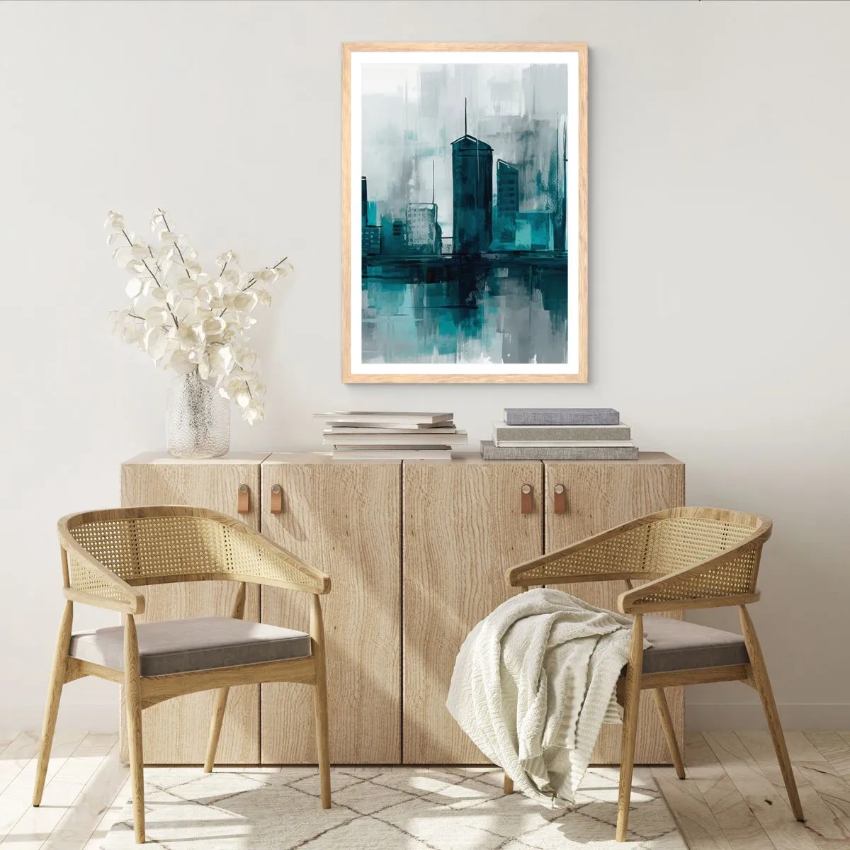 Poster in light oak frame - City in the Colour of Rain - 50x70 cm