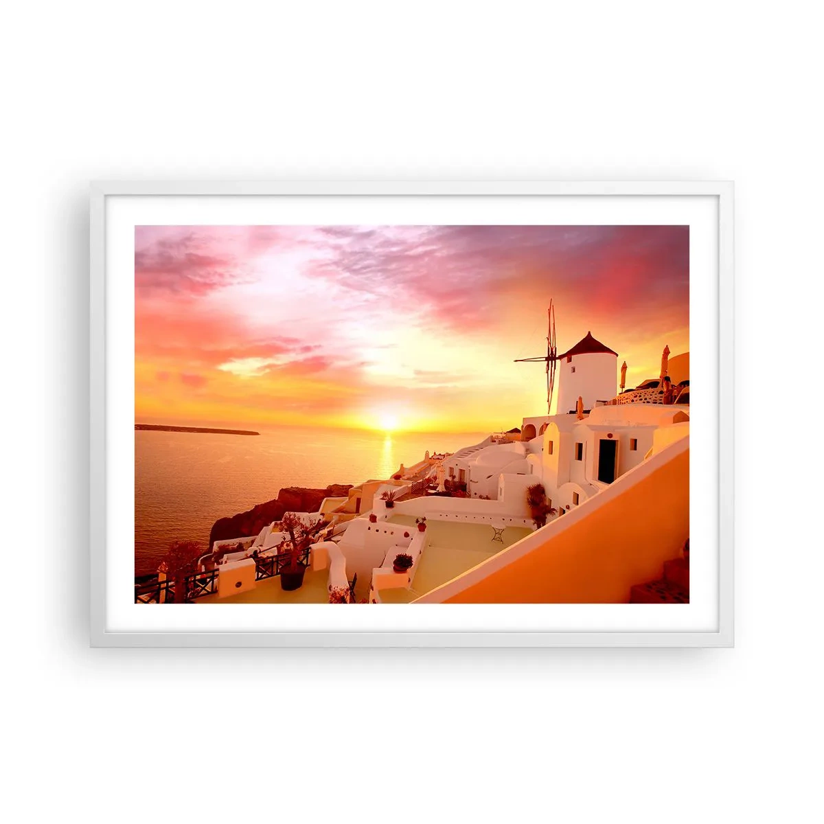 Poster in white frmae - Melting in White and Gold - 70x50 cm