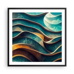 Poster in black frame - Meanderings of Blue - 60x60 cm