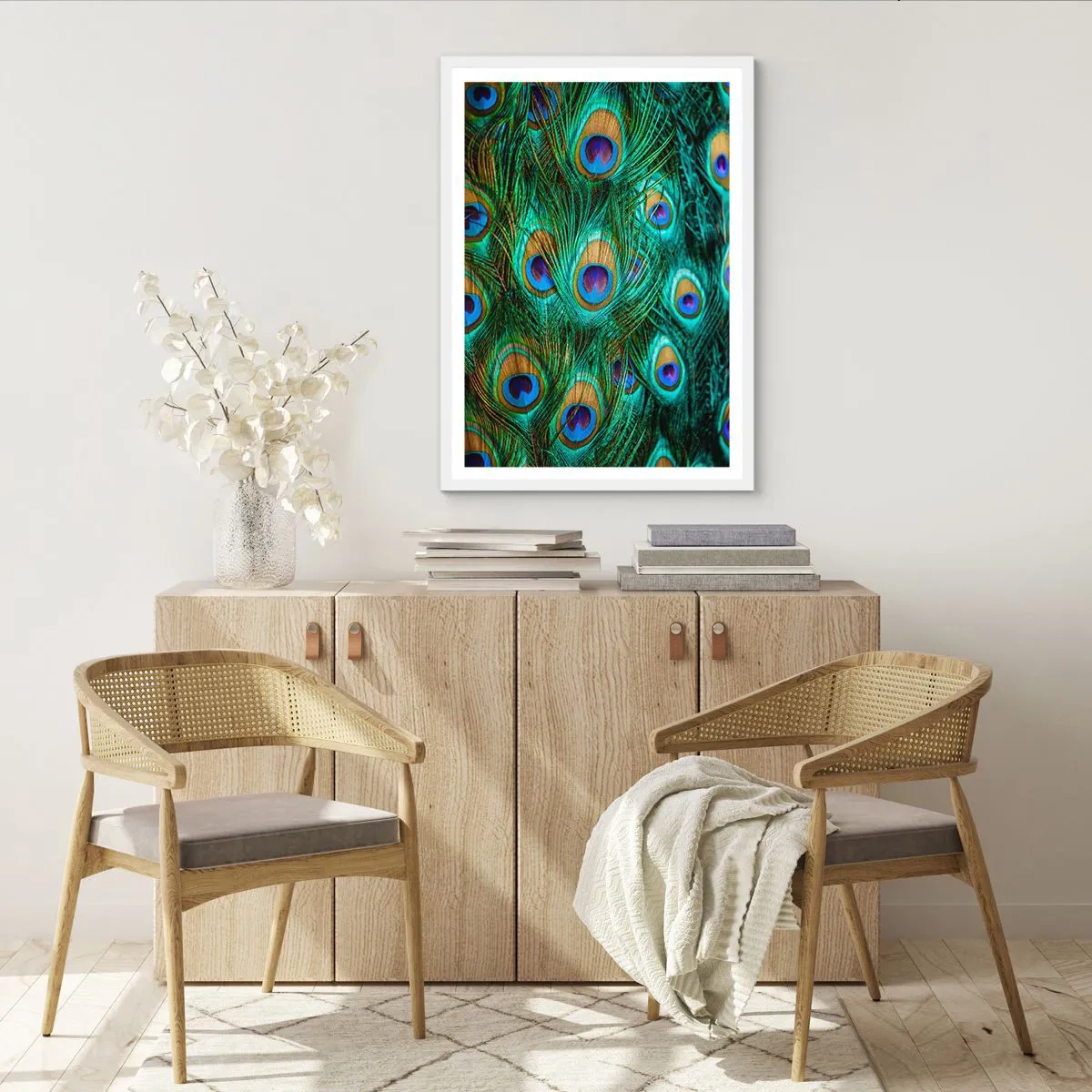 Poster in white frmae - Peacock Eyes - 50x70 cm