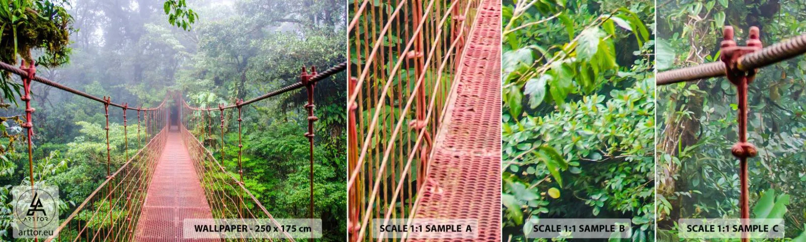 Photo Wallpaper Sample Standard Eco - Suspended above Crowns - Landscape, Jungle, Costa Rica - 100x30 cm