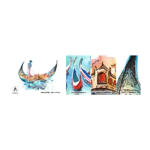 Photo Wallpaper Sample Standard Eco - We are Flowing through the City - Abstraction, Venice, Bridge - 100x30 cm