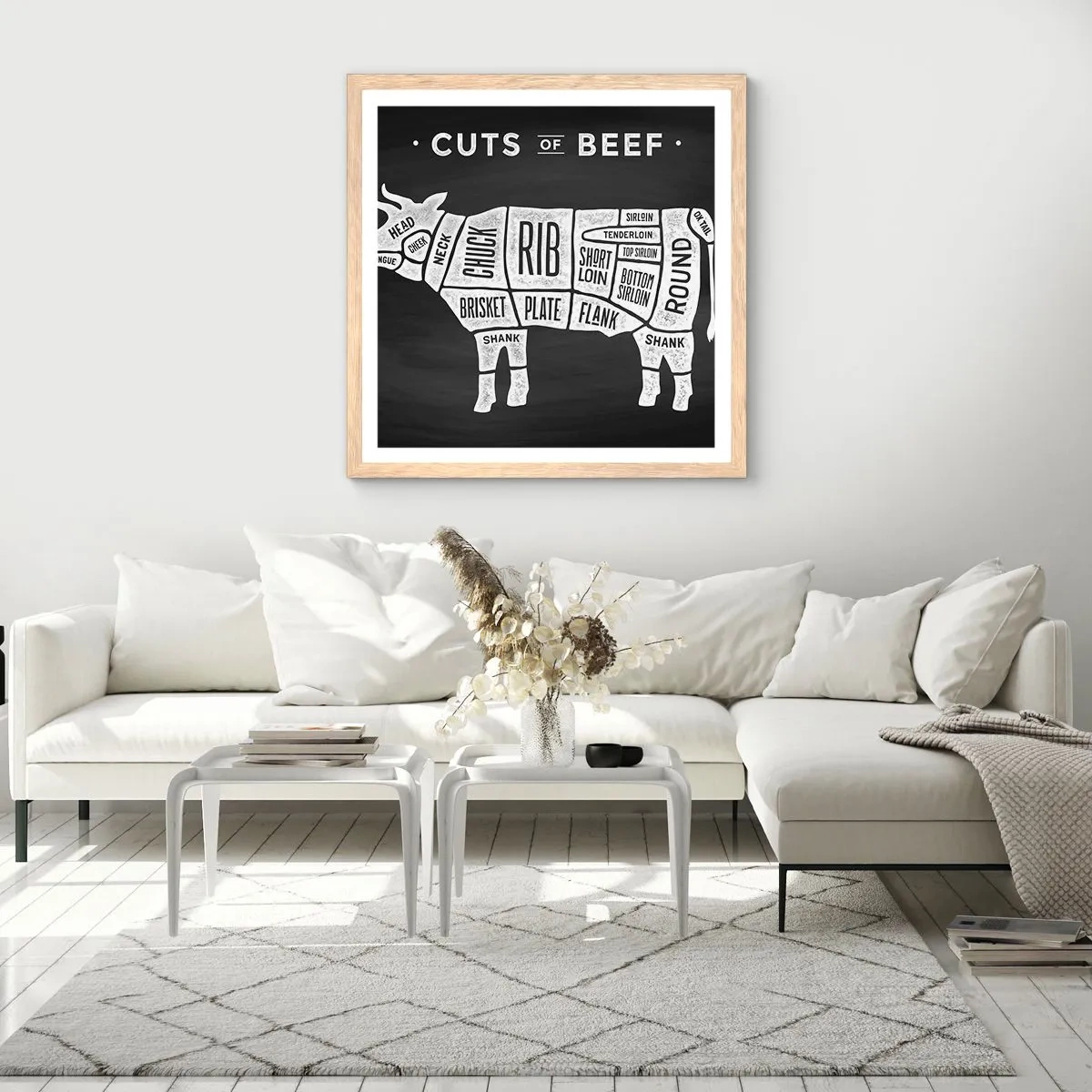 Poster in light oak frame - Time for a Feast - 60x60 cm