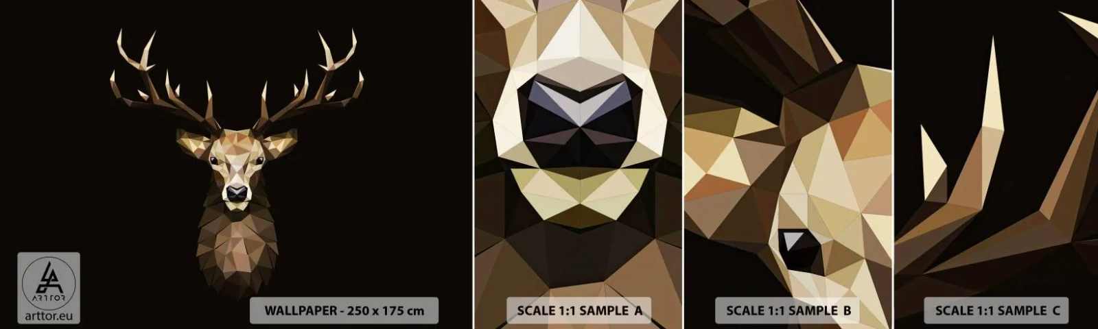 Photo Wallpaper Sample Standard Eco - Cubist Deer - Animals, Deer, Graphics - 100x30 cm