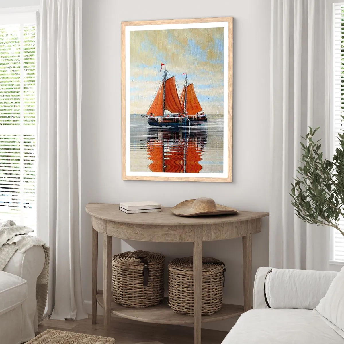 Poster in light oak frame - Ahoy, Sailor, Sail… - 30x40 cm