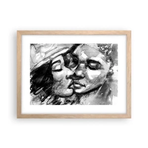 Poster in light oak frame - Tender Moment - 40x30 cm