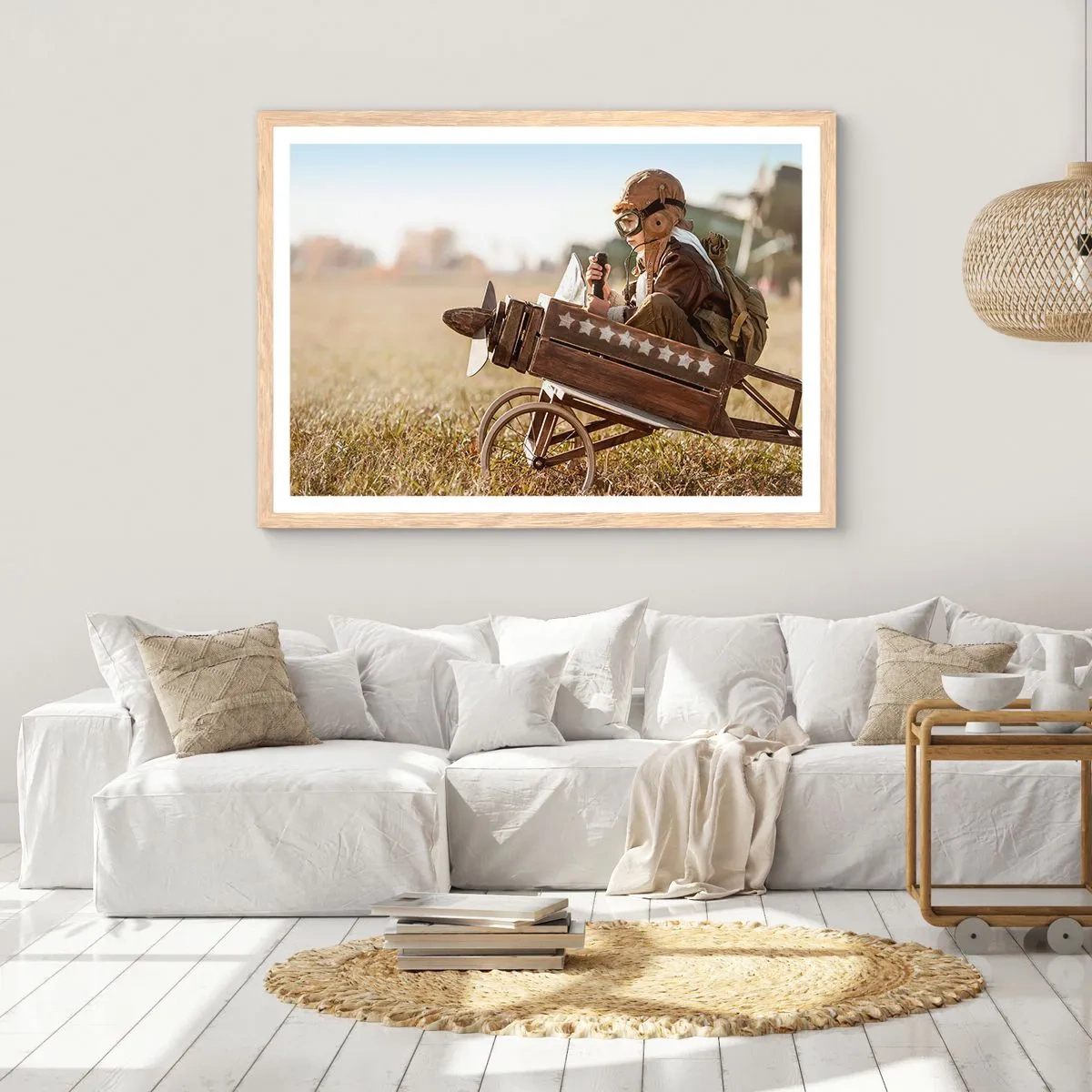 Poster in light oak frame - Take off for a Dream - 100x70 cm