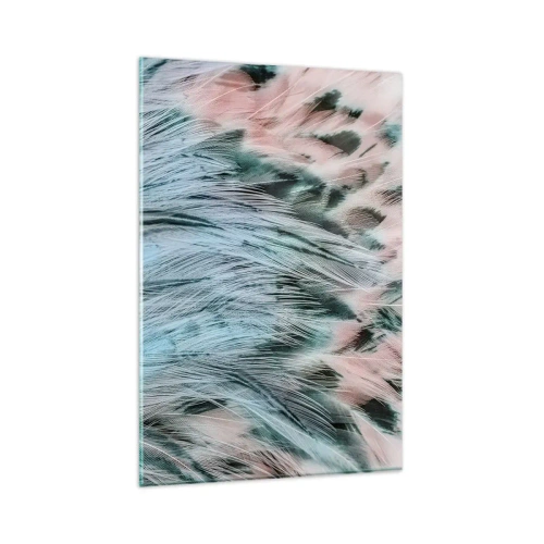 Glass picture - Sapphire and Pink Feathers - 80x120 cm