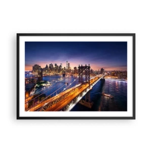 Poster in black frame - Down the Illuminated Bridge - 70x50 cm