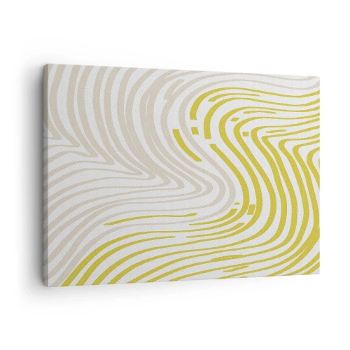 Canvas picture - An abstract pattern with wavy lines in shades of yellow and beige. - 70x50cm - Composition with a Gentle Curve - Modern wall decoration for the living room and bedroom ARTTOR