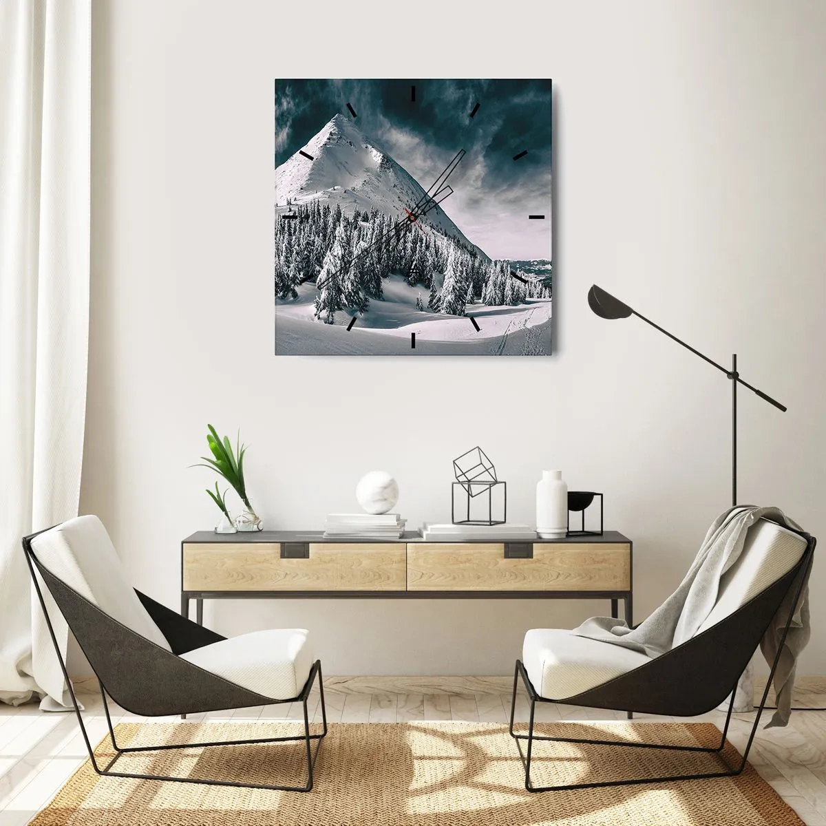 Wall clock - Clock on glass - Land of Snow and Ice - 40x40 cm