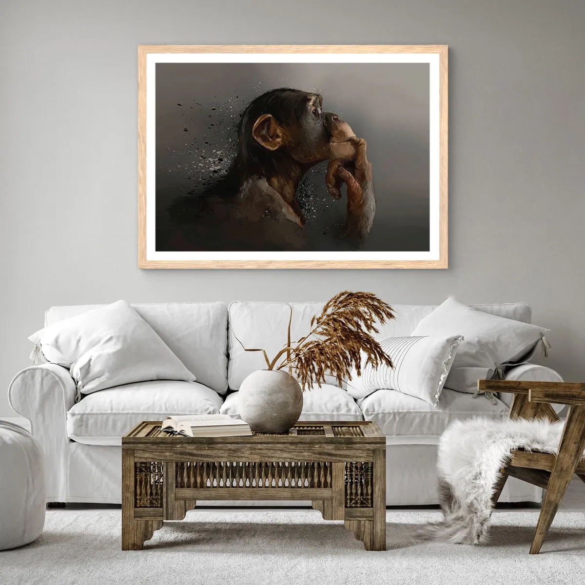 Poster in light oak frame - Certainly a Thinker - 100x70 cm
