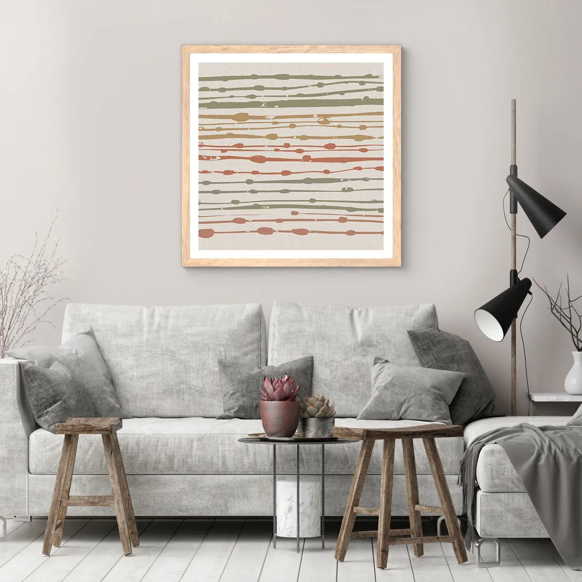 Poster in light oak frame - Musical Colour Notation - 50x50 cm