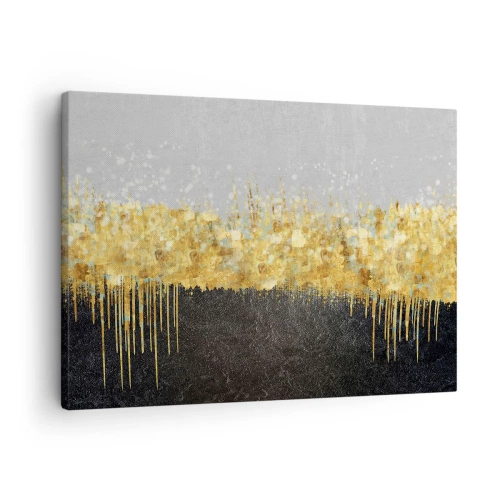 Canvas picture - Abstract composition in shades of gold and black - 70x50cm - In and Up - Modern wall decoration for the living room and bedroom ARTTOR