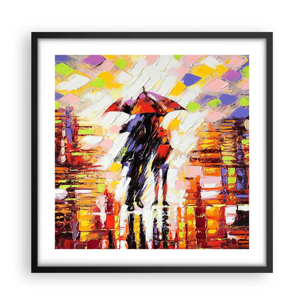 Poster in black frame - Together through Night and Rain - 50x50 cm