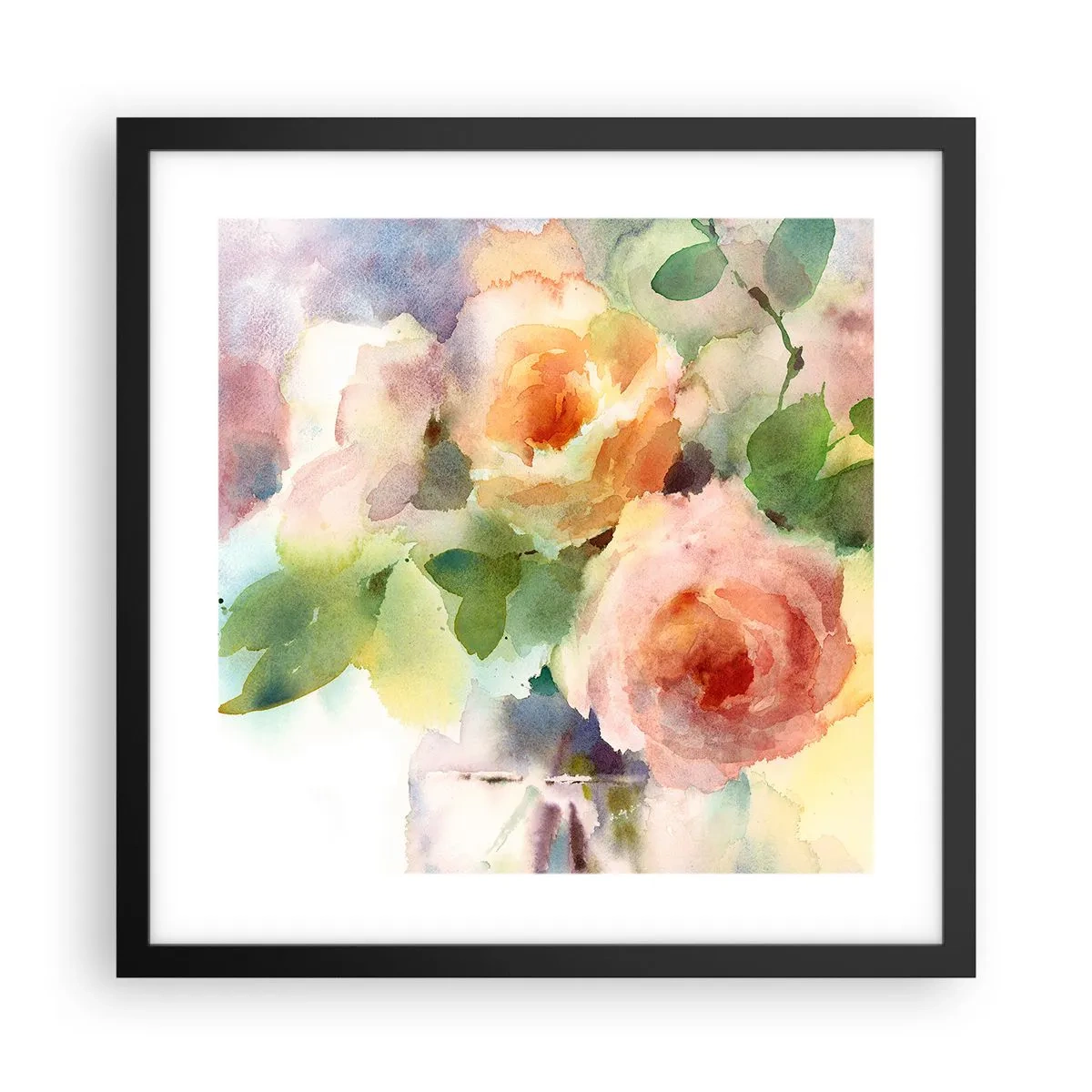 Poster in black frame - Delicate Like Watercolour - 40x40 cm