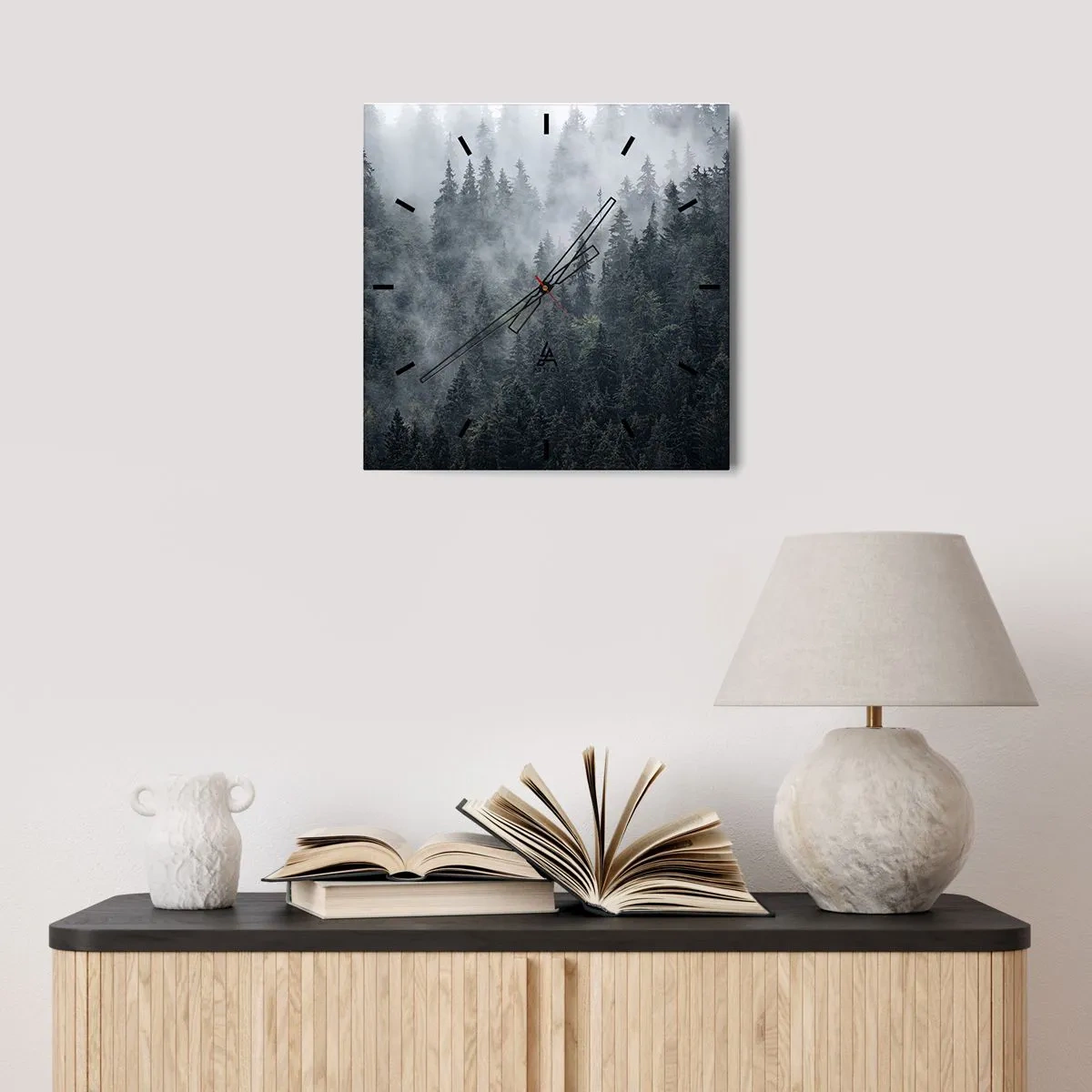 Wall clock - Clock on glass - Forest World - 40x40 cm