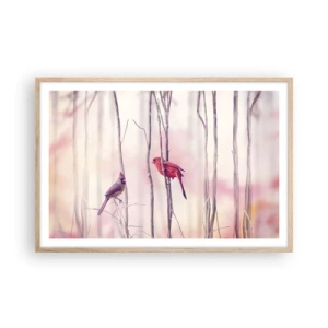 Poster in light oak frame - Tale of a Pink Forest - 91x61 cm